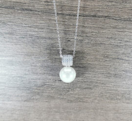 Colier argint 925 cu inelas zirconiu si perla