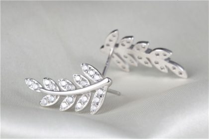 Cercei frunzulita argint 925 cu zirconiu profil