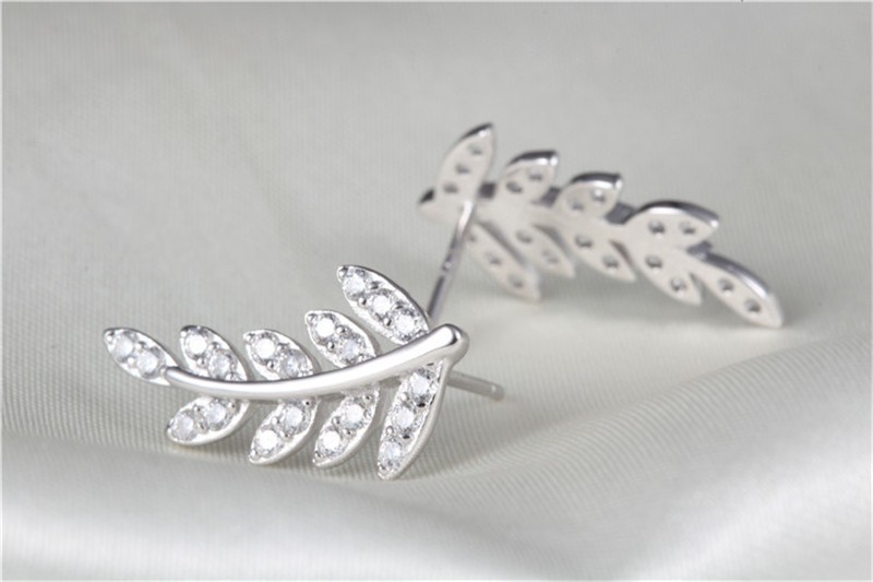 Cercei frunzulita argint 925 cu zirconiu profil
