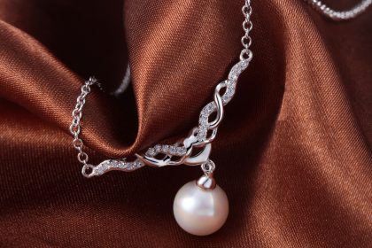 Colier argint 925 elegant perla profil