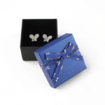 Cutie pentru inele albastra cu fundita