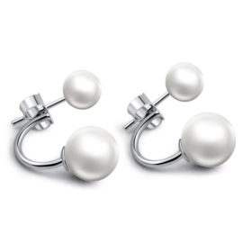 Cercei eleganti argint 925 perla dubla
