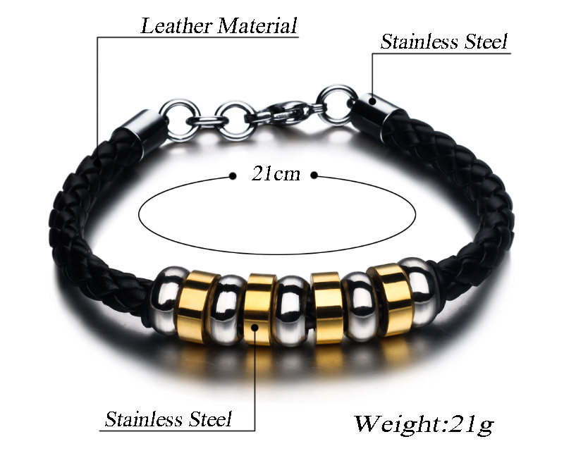 Bratara barbati piele naturala insertii metalice detalii