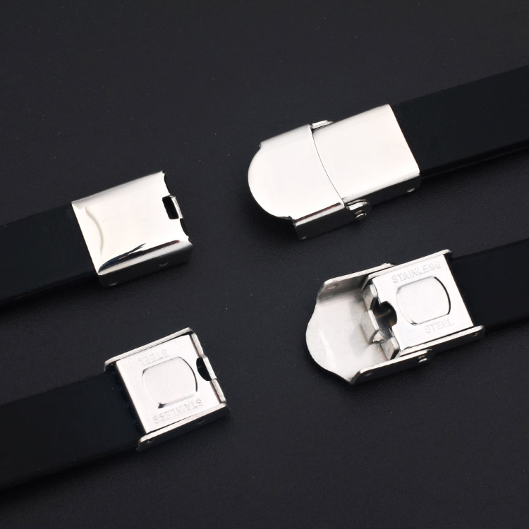 Bratara silicon neagra otel inoxidabil inchizatoare