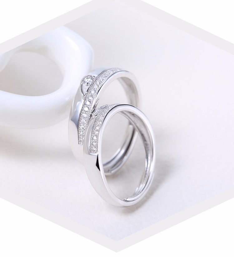 Ripples Assert Confirmation Inele cuplu argint 925 ajustabile elegante zirconiu | Accessories For You |  Afy.ro