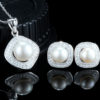 Set argint 925 colier si cercei eleganti cu perle naturale fata