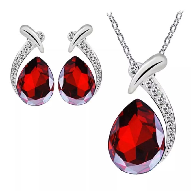 shorthand Pick up leaves Graph Set bijuterii argint 925 Red Crystal | Accessories For You | Afy.ro