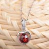 Colier argint 925 elegant granat rosu fata