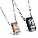 Lantisoare cuplu pandantiv inele Love stainless steel
