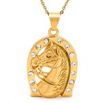 Lant placat aur pandantiv potcoava