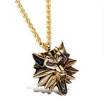 Lant placat aur pandantiv cap de lup