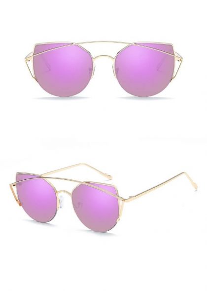 Ochelari de soare dama metalici lentile fucsia fata