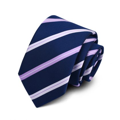 Cravata barbati bleumarin cu dungi mov