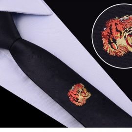 Cravata barbati neagra cu model tigru
