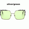 Ochelari de soare argintii lentile verzi fata