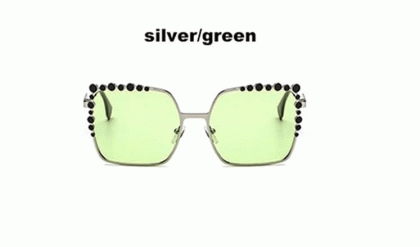 Ochelari de soare argintii lentile verzi fata