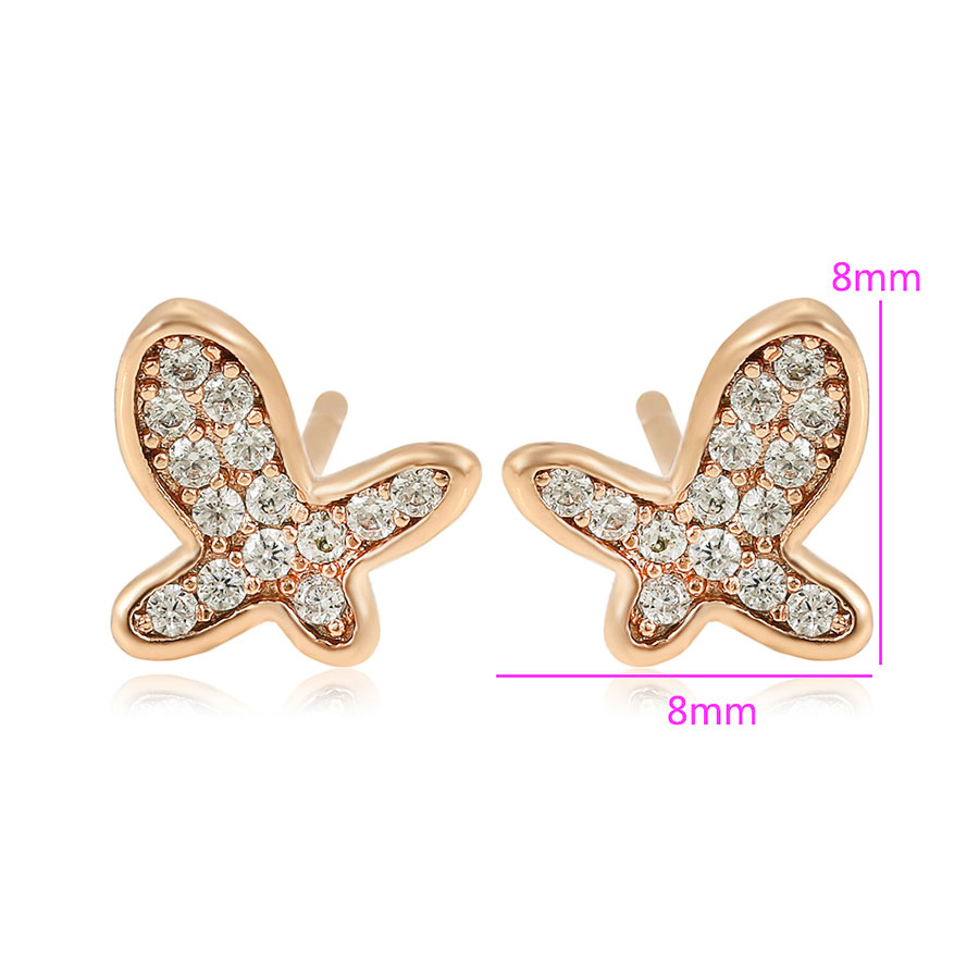 Cercei mici fluturasi placati aur dimensiuni