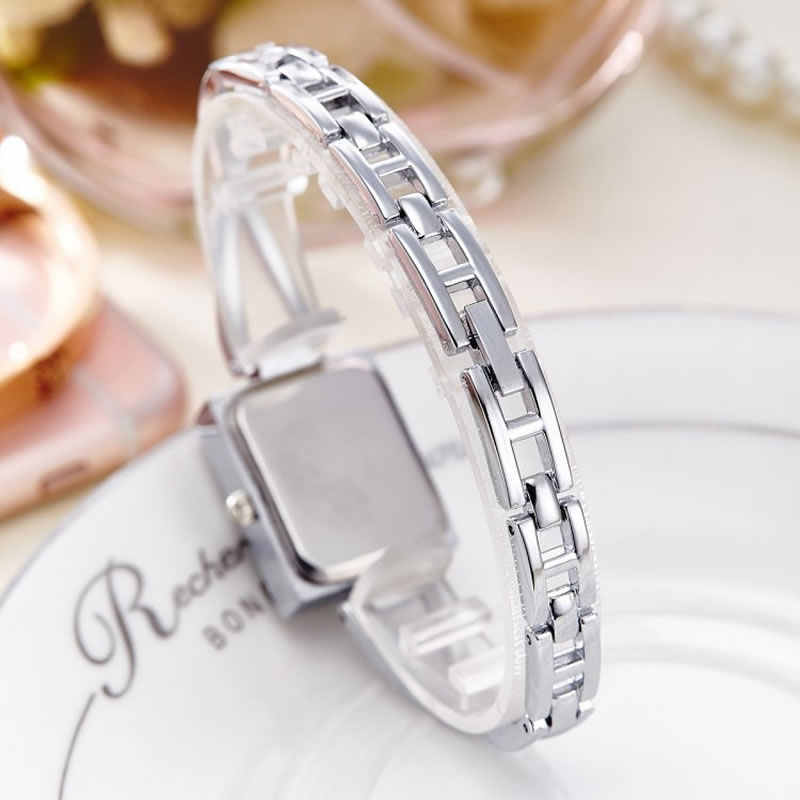 Ceas cadran dreptunghiular argintiu bratara