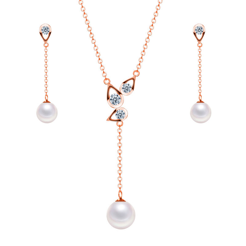 Set argint 925 colier si placat aur Golden Pearls | Accessories For You | Afy.ro
