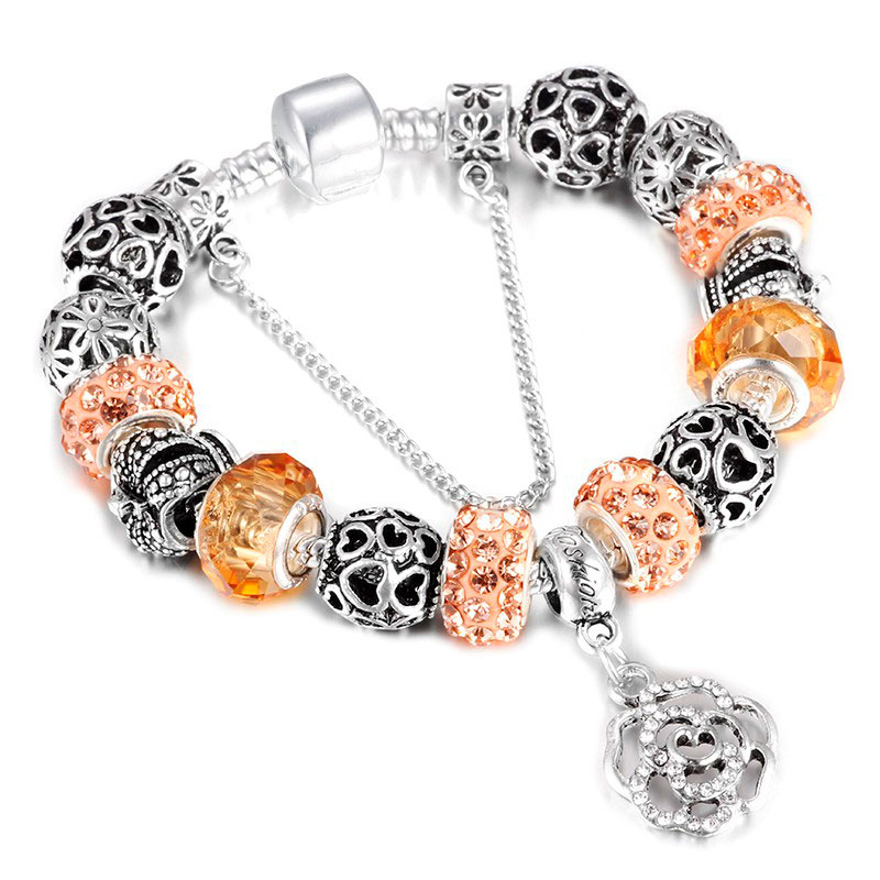 Pessimist Consider take Bratara charm floricica cristale portocalii | Accessories For You | Afy.ro