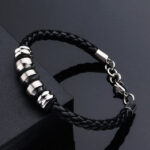 Bratara piele amuleta otel inoxidabil