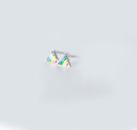Cercei fetite multicolori triunghiuri argint 925