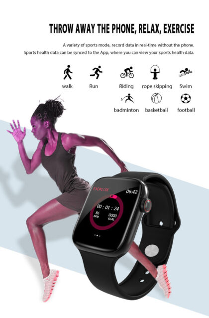Smartwatch unisex negru bratara silicon alergare