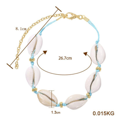 Bratara snur turcoaz cu scoici Alice detalii