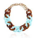 Colier handmade acril maro albastru