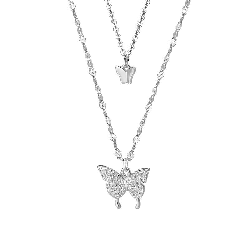 Incorporate cast quarter Colier dublu argint 925 fluturasi | Accessories For You | Afy.ro