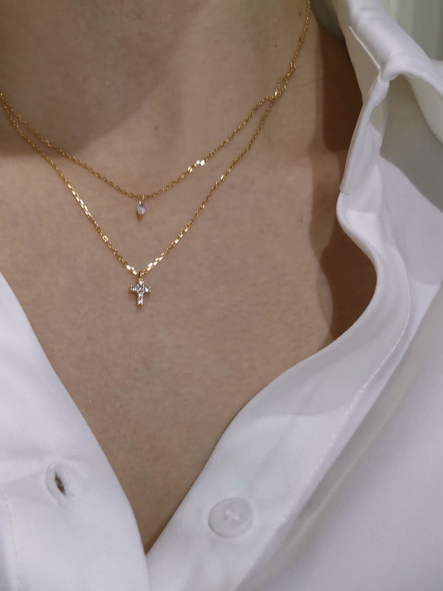 Colier argint 925 placat aur cruciulita zirconiu bust