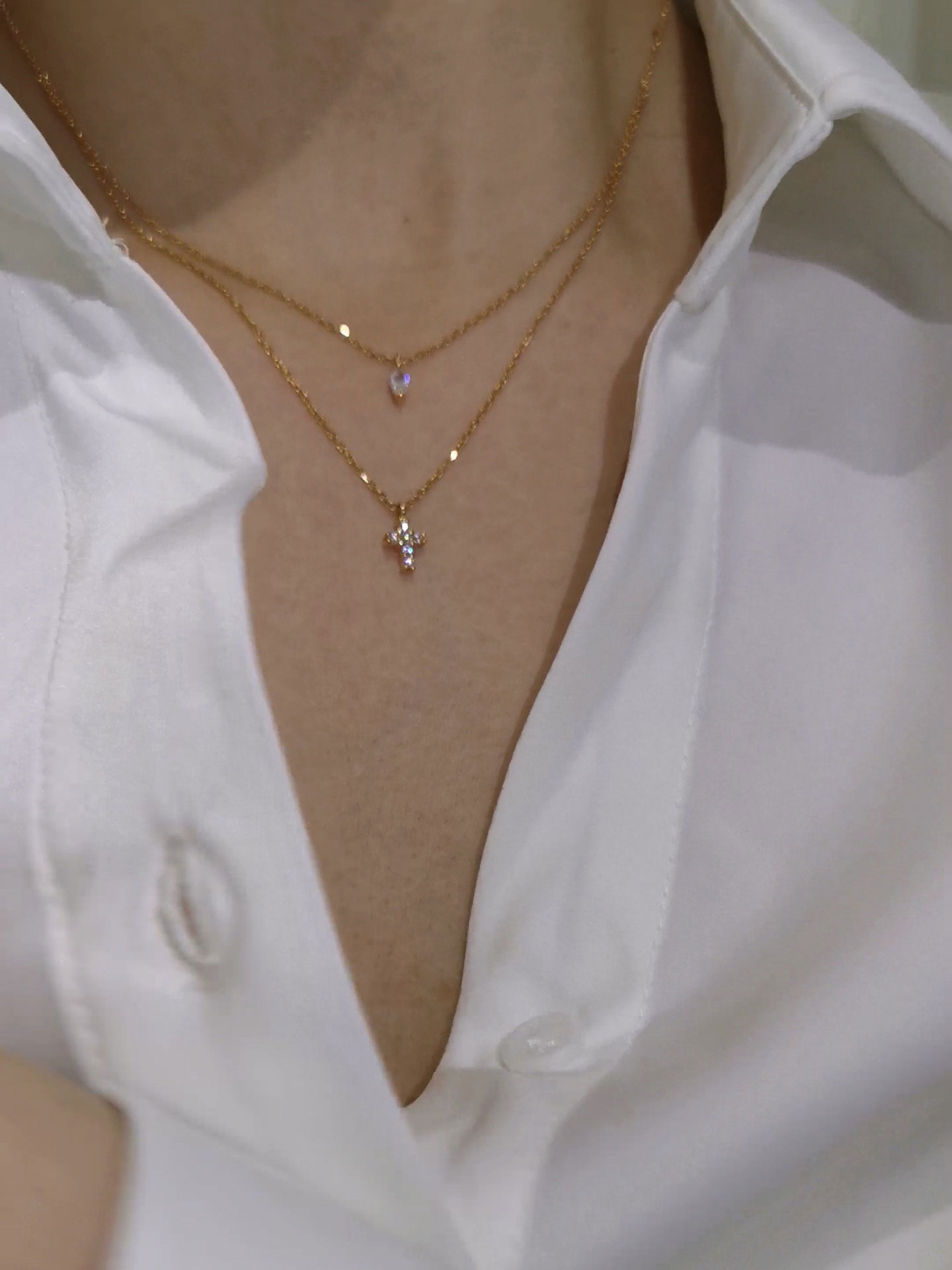 Colier argint 925 placat aur cruciulita zirconiu fata