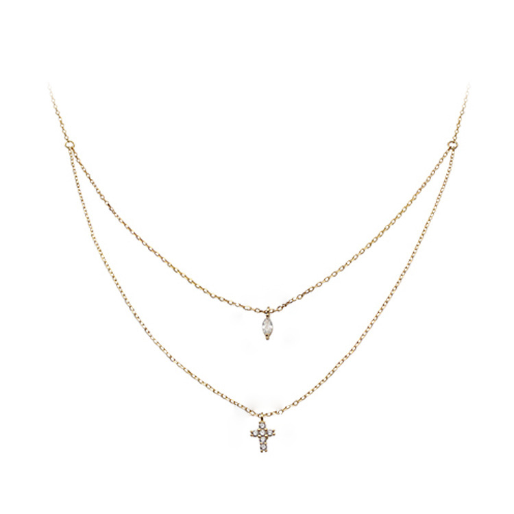 Colier argint 925 placat aur cruciulita zirconiu