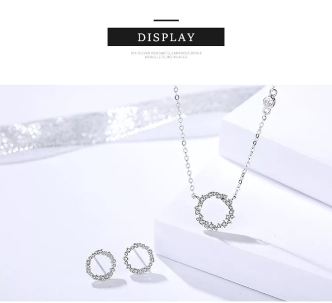 Set argint 925 colier si cercei zirconiu fata