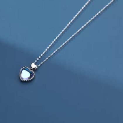 Colier argint 925 inimioara albastra Iris sus