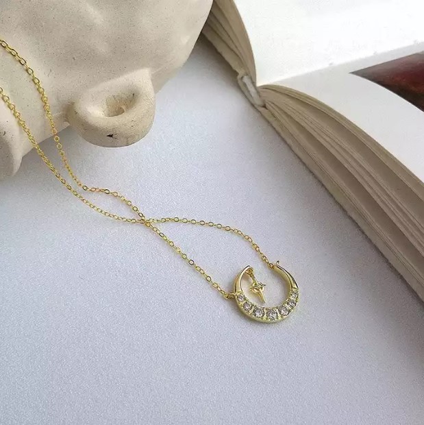 Colier argint 925 luna placat aur sus