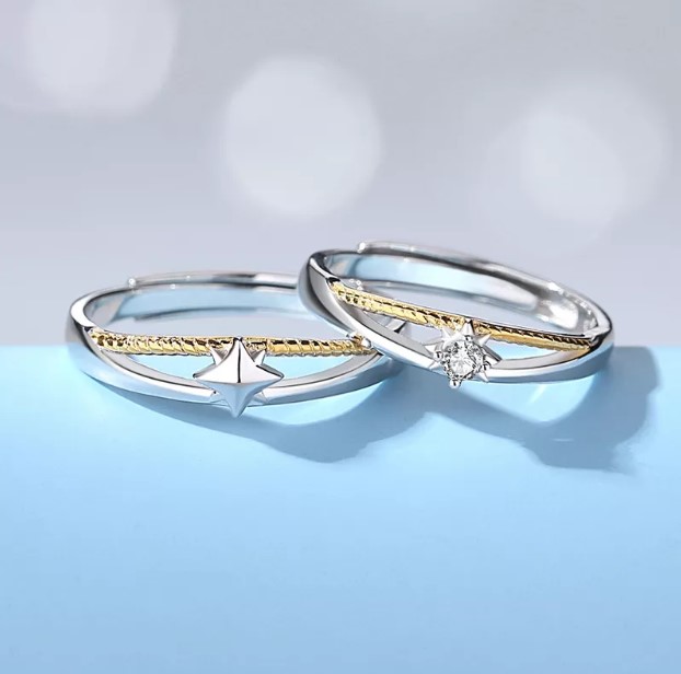 Inele cuplu argint 925 steluta fata