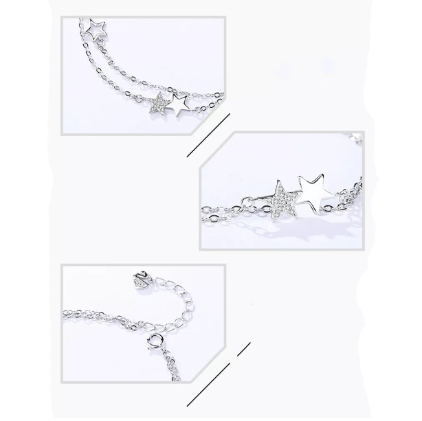 Bratara dubla argint 925 stelute zirconiu profil