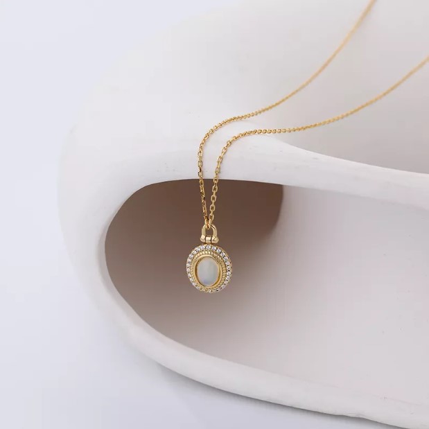 Colier argint 925 opal placat aur Carla fata