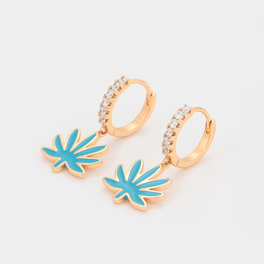 Cercei placati aur frunzulite Erika sus