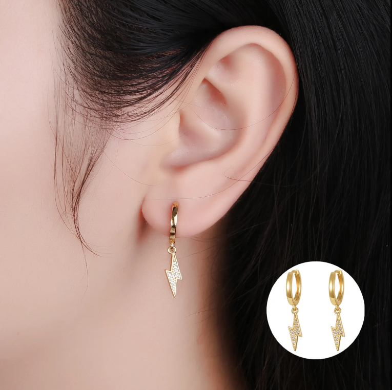 Cercei argint 925 placati aur Lightning (3)