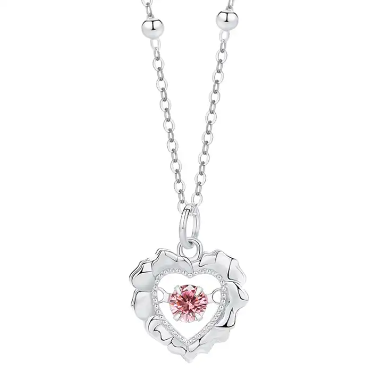 Colier argint 925 Perfect pink heart | Accessories For You | Afy.ro