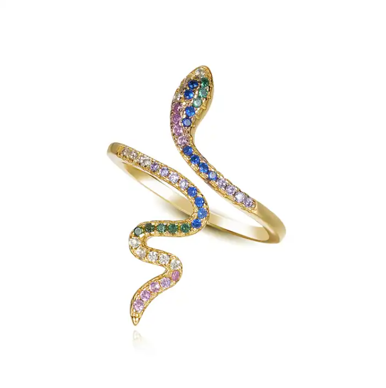 Inel argint 925 placat aur Multicolor snake (1)