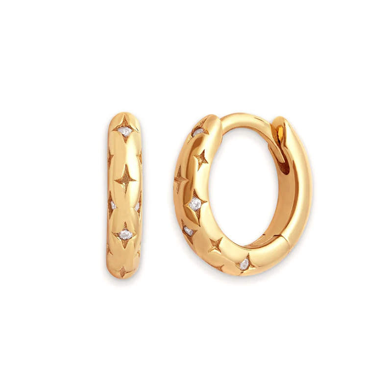 Cercei micuti placati aur ministelute cu cristale