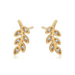 Cercei frunzulita cu cristale placati aur