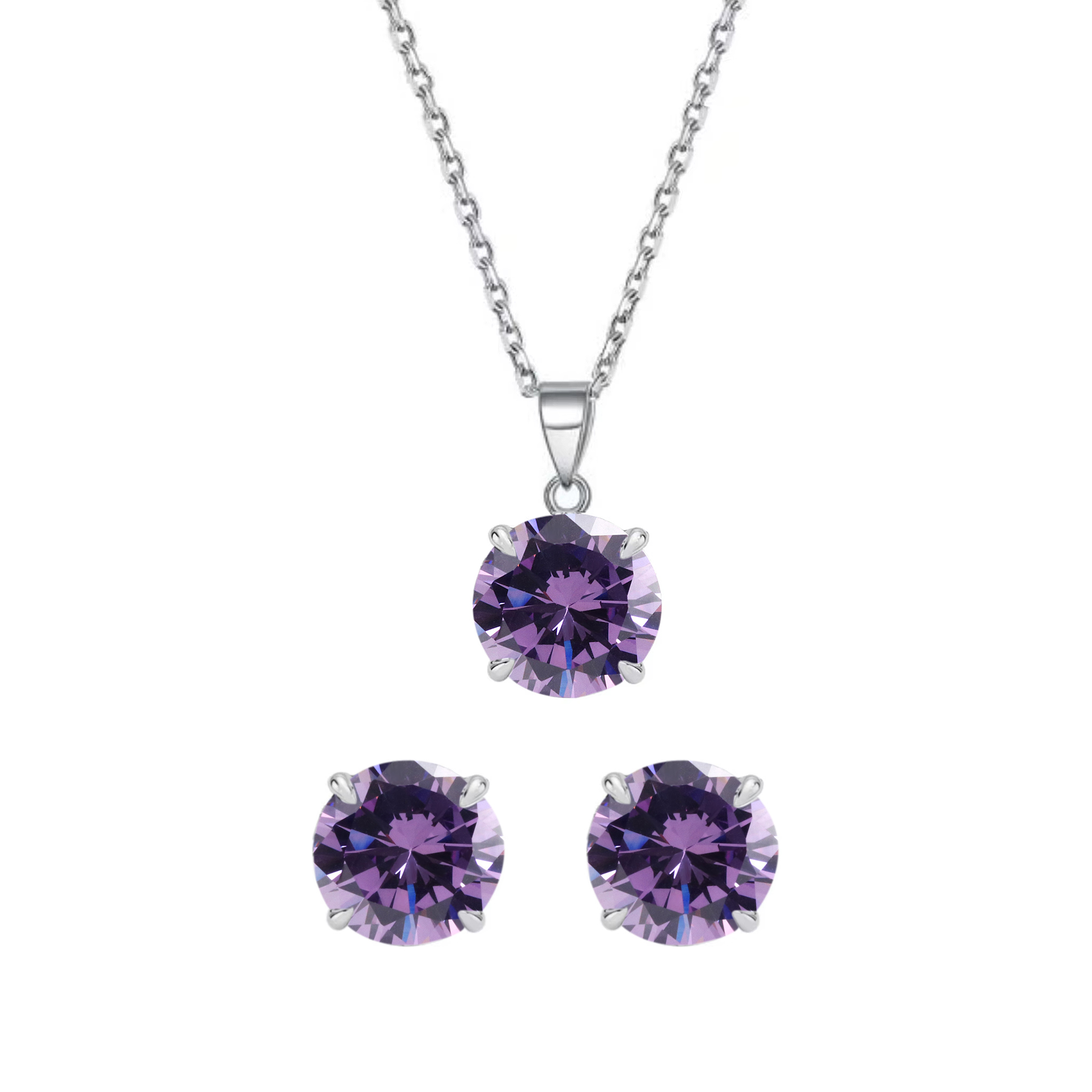 Set argint 925 colier si cercei Purple crystal