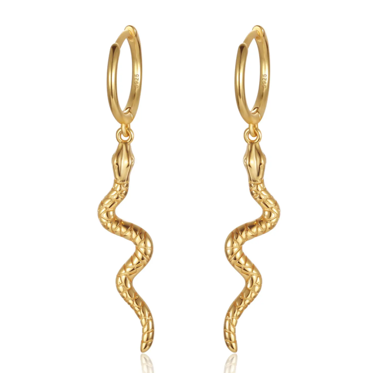 Cercei argint 925 placati aur Snake (2)