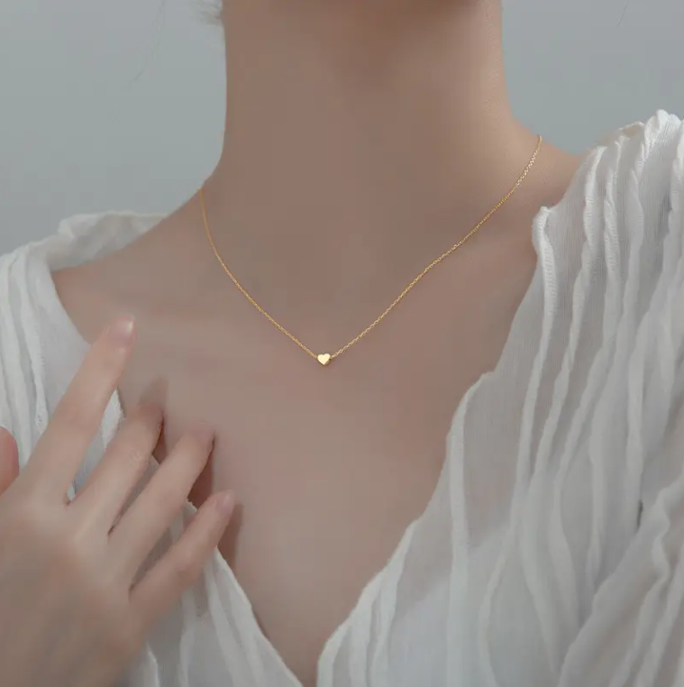 Colier argint 925 placat aur Petite heart (2)